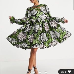 ASOS EDITION mini smock dress in embroidered mesh